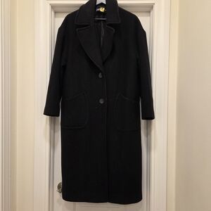 Zara Black Long Wool Pea Coat